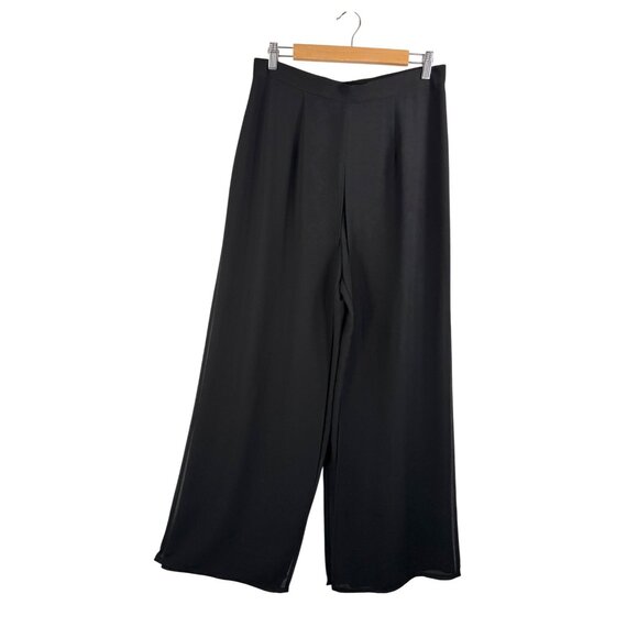 VTG Joseph Ribkoff high waist wide leg chiffon‎ Overlay pants black 90s sz 14 - Picture 1 of 10